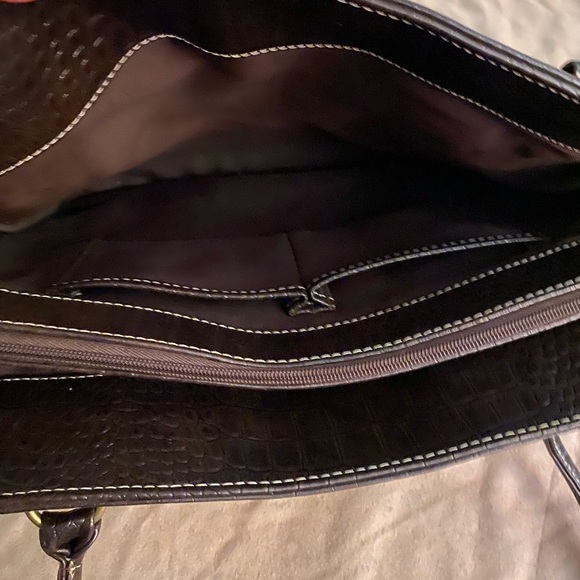 Suede laptop tote with brown accents - Picture 7 of 11